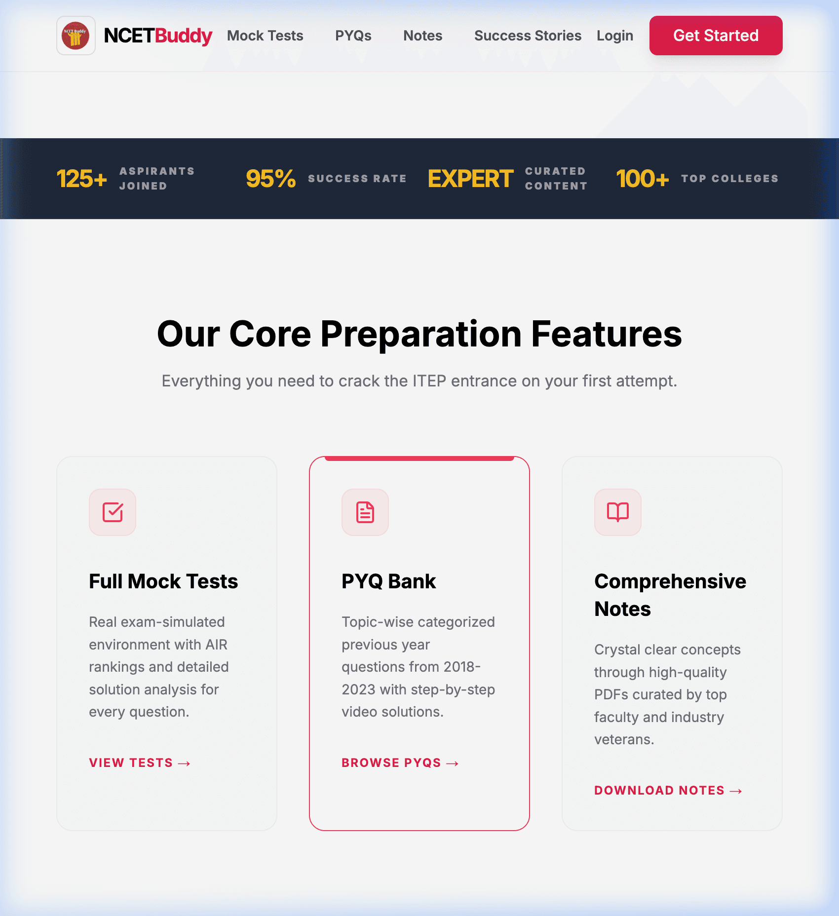 Core Features — Mock Tests, PYQ Bank, AI Planner