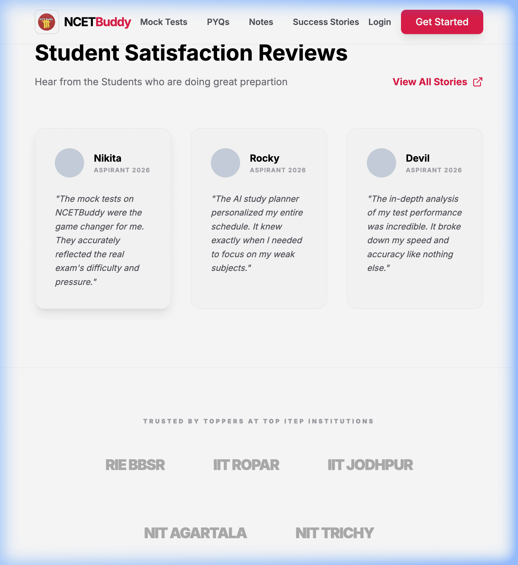 Social Proof — Student reviews & partner institutions